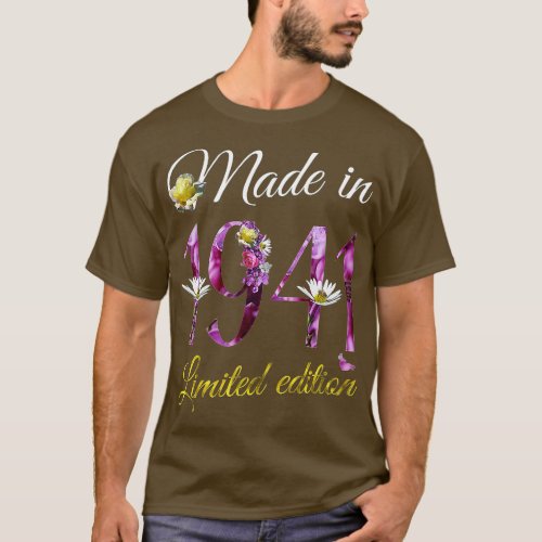 Made in 1941  80 Year Old Floral 1941 80th Birthda T_Shirt