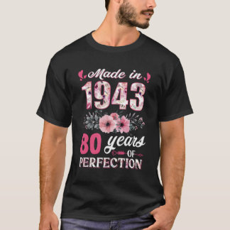 Made In 1943 Floral 80 80Th T-Shirt