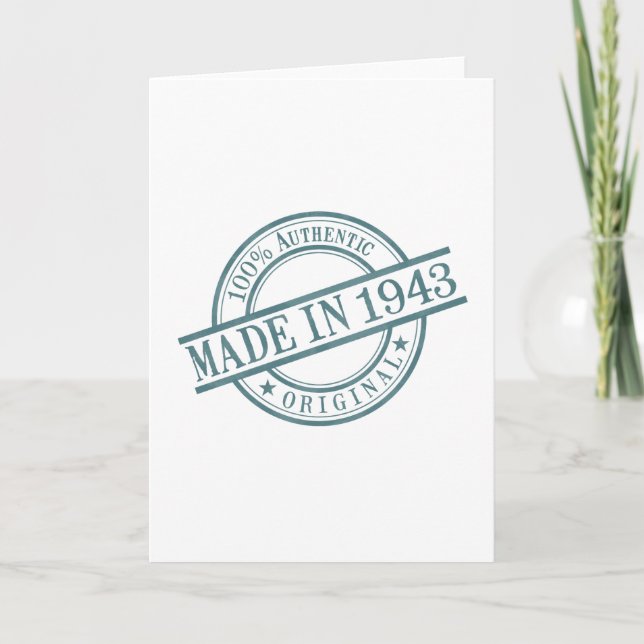 Made in 1943 Round Rubber Stamp Logo Birth Year Card (Front)