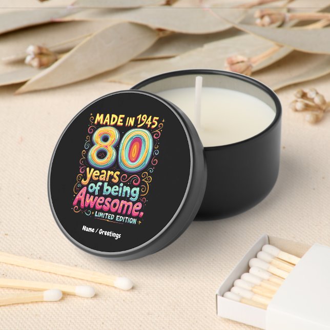  Made in 1945, 80 Years of Being Awesome  Mini Candle Favors (Insitu)
