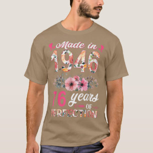 Made In 1946 Floral 76 Year Old 76th Birthday Gift T-Shirt