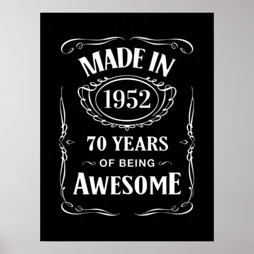 Made in 1952 70 years of being awesome 2022 bday poster