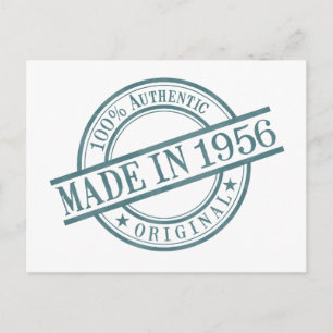 Made in 1956 Birth Year Round Rubber Stamp Logo Postcard