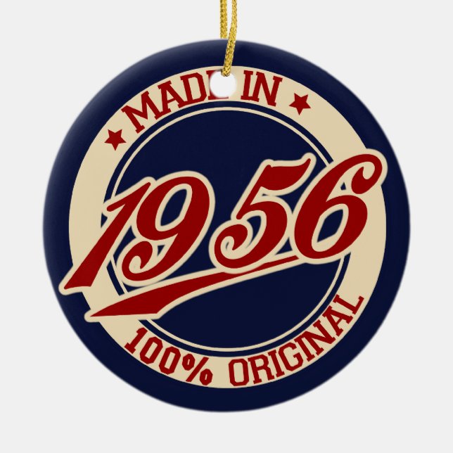 Made In 1956 Birthday Year Ceramic Ornament (Front)