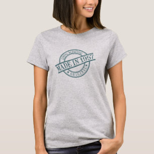 Made in 1957 Circular Rubber Stamp Logo Birth Year T-Shirt