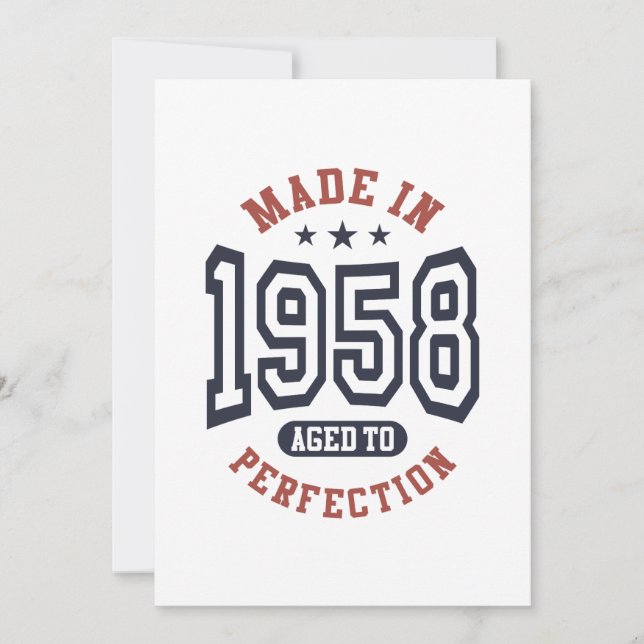 Made In 1958 Aged To Perfection Birthday Gift Invitation (Front)