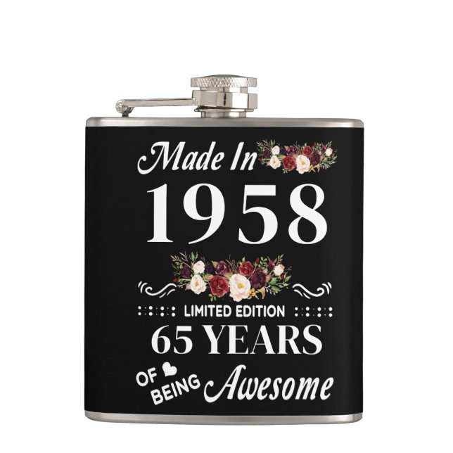 Made In 1958 Limited Edition 65 Years Of Being Flask (Front)