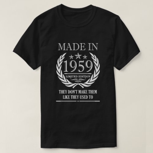 Made in 1959 60th Birthday Party Funny Shirt