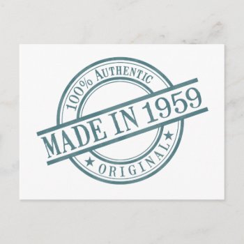 Made In 1959 Birth Year Round Rubber Stamp Logo Postcard by PNGDesign at Zazzle