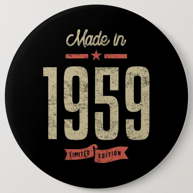 Made In 1959 Birthday Gift Button (Front)