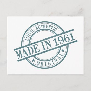 Made In 1961 Birth Year Round Rubber Stamp Logo Postcard by PNGDesign at Zazzle