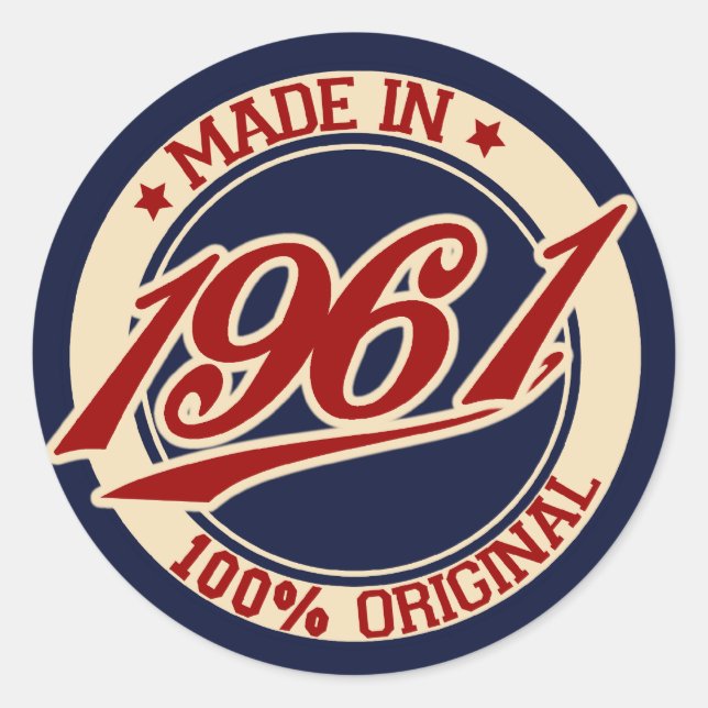 Made In 1961 Classic Round Sticker (Front)