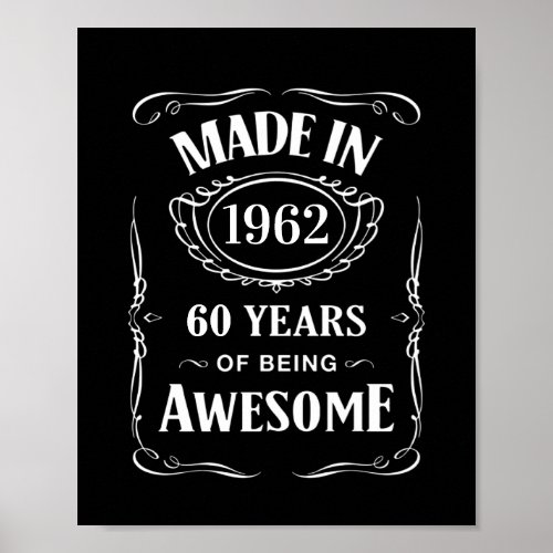 Made in 1962 60 years of being awesome 2022 bday poster