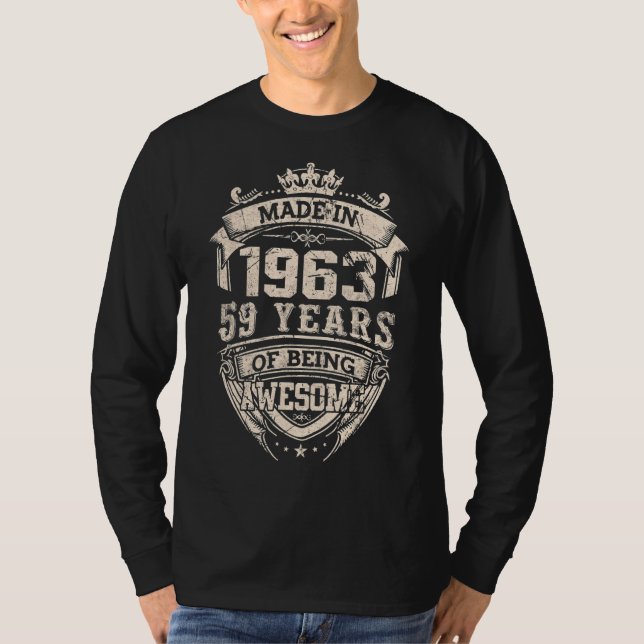 Made In 1963 59 Years Of Being Awesome T-Shirt (Front)