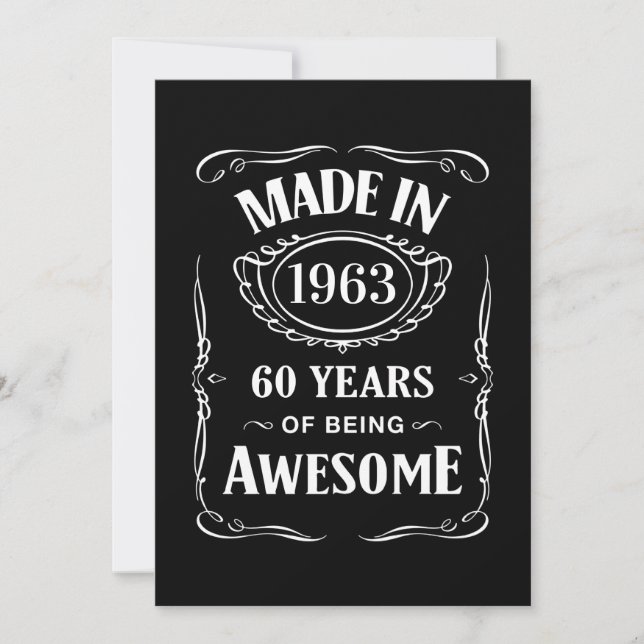 Made in 1963 60 years of being awesome 2023 bday invitation (Front)