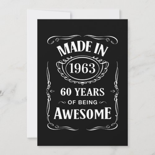 Made in 1963 60 years of being awesome 2023 bday invitation
