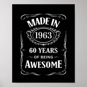 Made in 1963 60 years of being awesome 2023 bday poster
