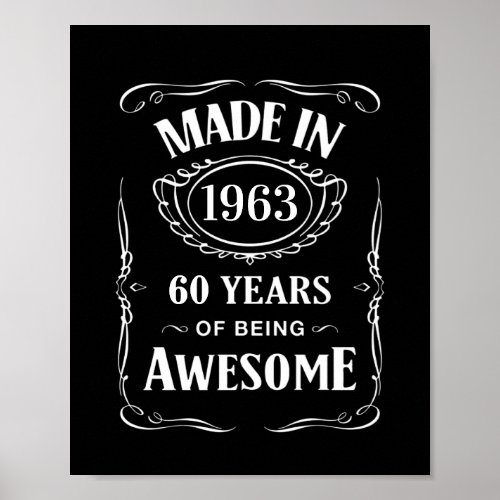Made in 1963 60 years of being awesome 2023 bday poster