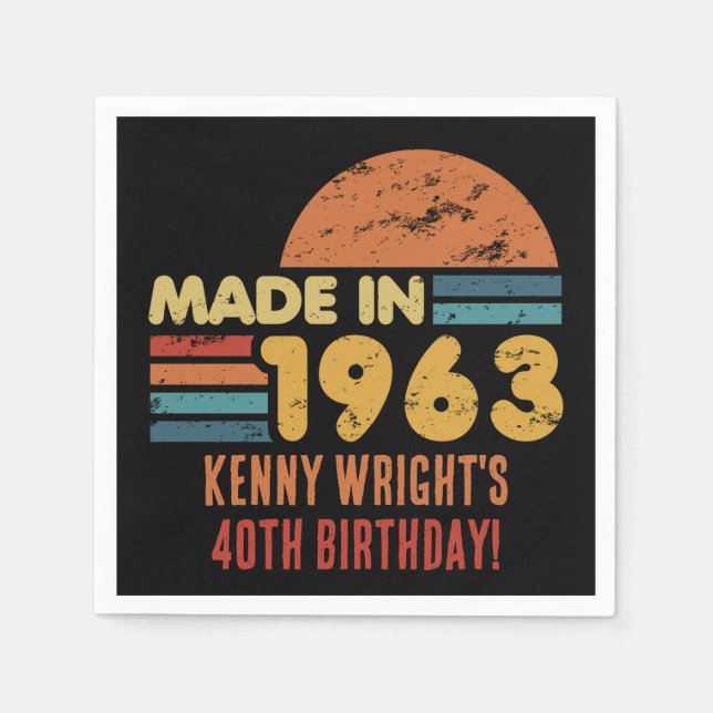 Made In 1963 60th Birthday Napkins (Front)