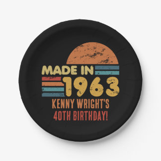Made In 1963 60th Birthday Paper Plates