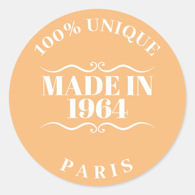 Made in 1964 classic round sticker (Front)