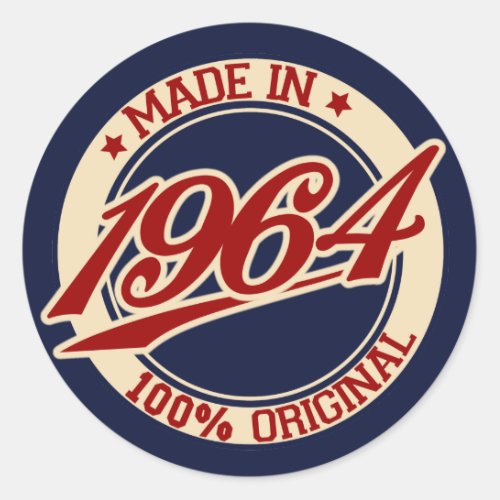 Made In 1964 Classic Round Sticker