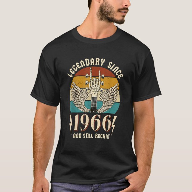 Made in 1966 Bday 60 Year Old Retro Birthday T-Shirt (Front)
