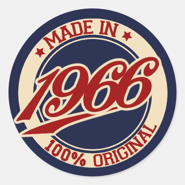 Made In 1966 Classic Round Sticker (Front)