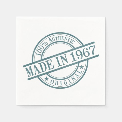 Made in 1967 Birth Year Round Rubber Stamp Logo Napkins