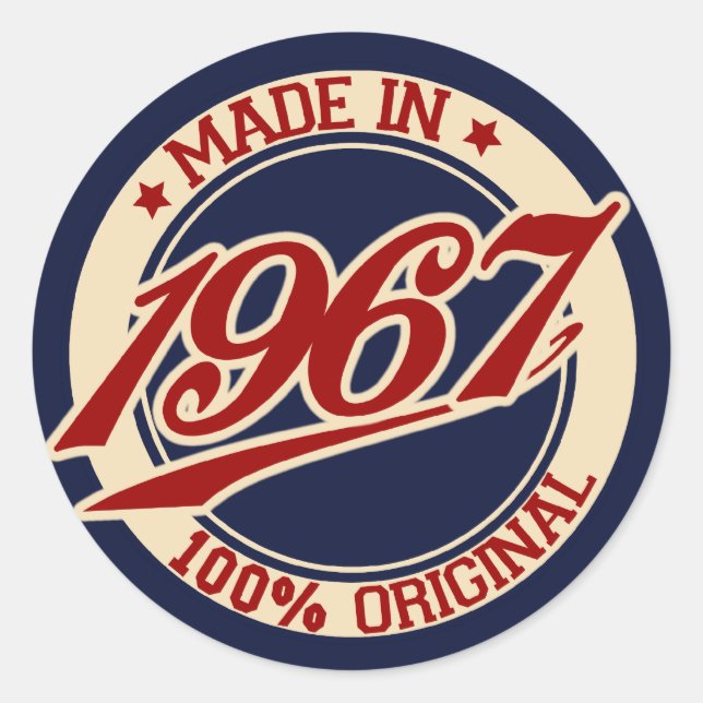 Made In 1967 Classic Round Sticker (Front)
