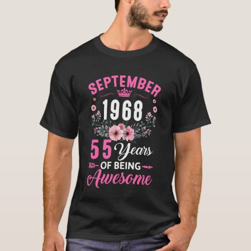 Made In 1968 55 Years Old September 55th Birthday  T_Shirt