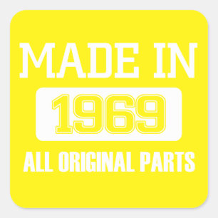 Made In 1969 All Original Parts Square Sticker