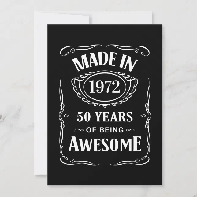 Made in 1972 50 years of being awesome 2022 bday invitation | Zazzle