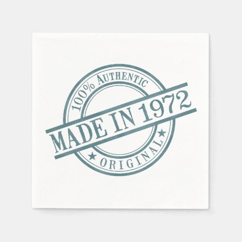 Made in 1972 Birth Year Round Rubber Stamp Logo Paper Napkins