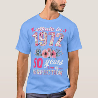 Made In 1972 Floral 50 Year Old 50th Birthday  T-Shirt