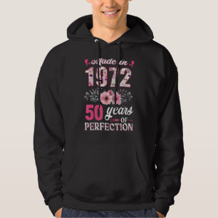 Made In 1972 Floral 50 Year Old 50th Birthday Wom Hoodie