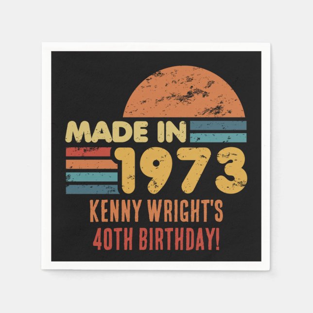 Made In 1973 50th Birthday Napkins (Front)