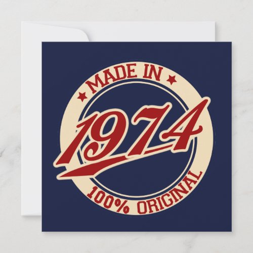 Made In 1974 Custom Invite