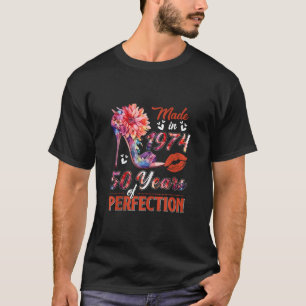 Made In 1974 Floral 50 Year Old Vintage 50th Birth T-Shirt