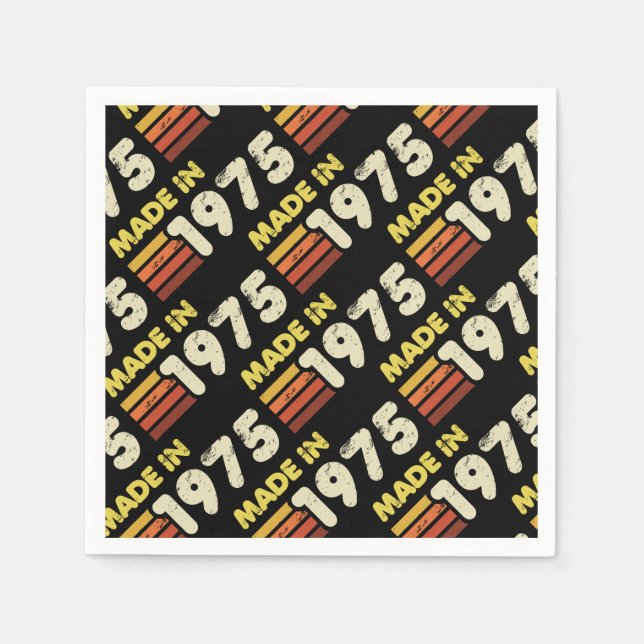 Made In 1975 50th Birthday Napkins (Front)