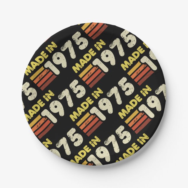 Made In 1975 50th Birthday Paper Plates (Front)