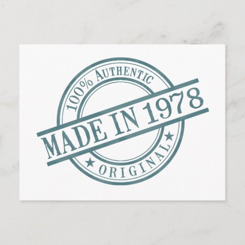 Made in 1978 Birth Year Round Rubber Stamp Logo Postcard