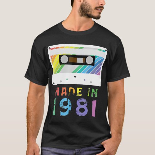 Made In 1981  Funny Retro Vintage Neon Gift T_Shirt