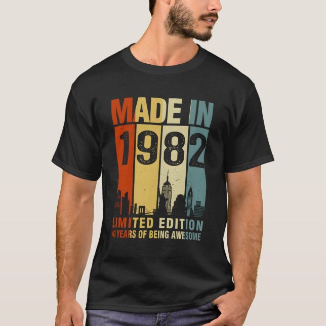 Made In 1982 41 Years Of Being Awesome T-Shirt (Front)