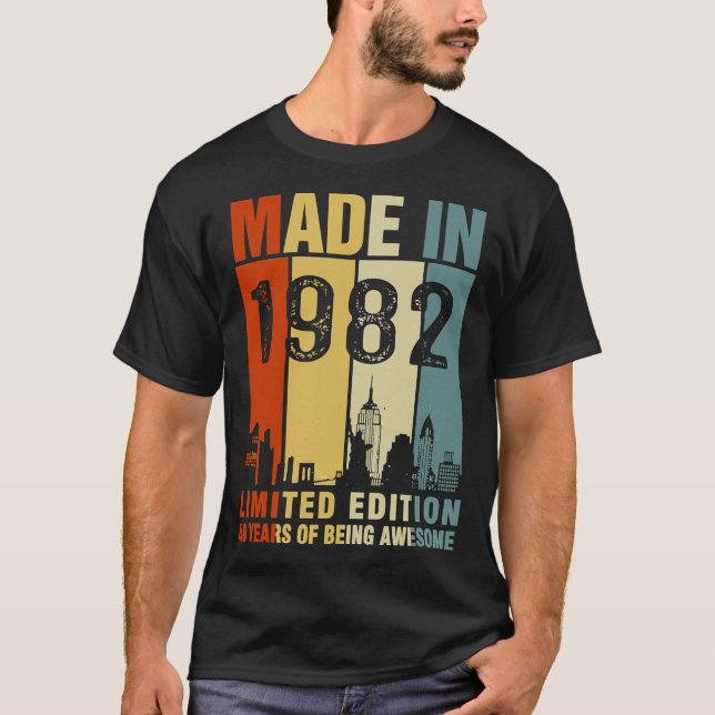 Made In 1982 Limited Edition 40 Years Of Being Awe T-Shirt (Front)