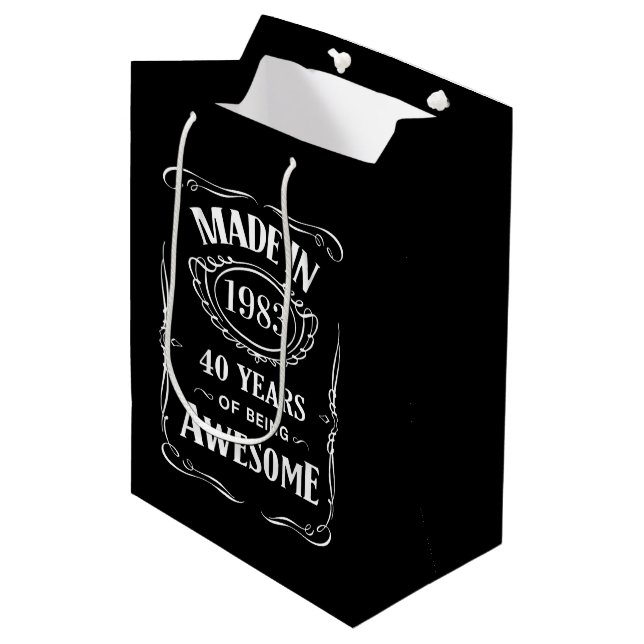 Made in 1983 40 years of being awesome 2023 bday medium gift bag (Front Angled)