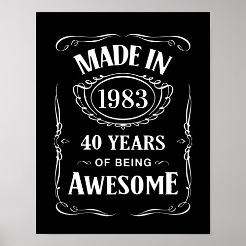Made in 1983 40 years of being awesome 2023 bday poster