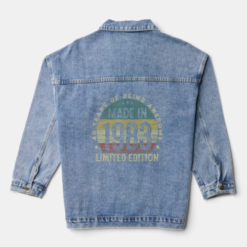 Made In 1983 40 Years Old 40th Birthday  For Men 3 Denim Jacket