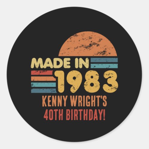 Made In 1983 40th Birthday Classic Round Sticker