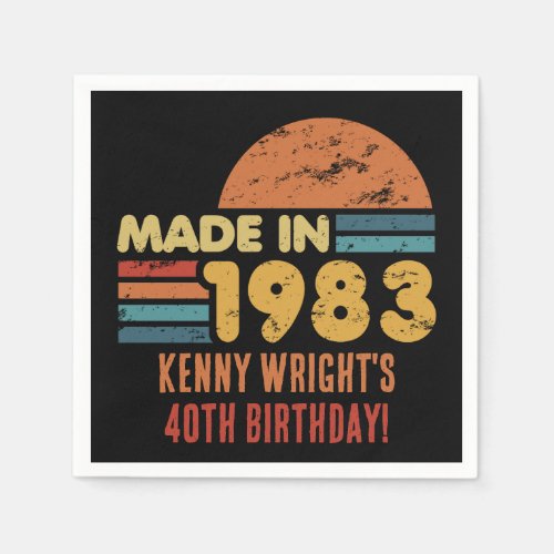 Made In 1983 40th Birthday Napkins